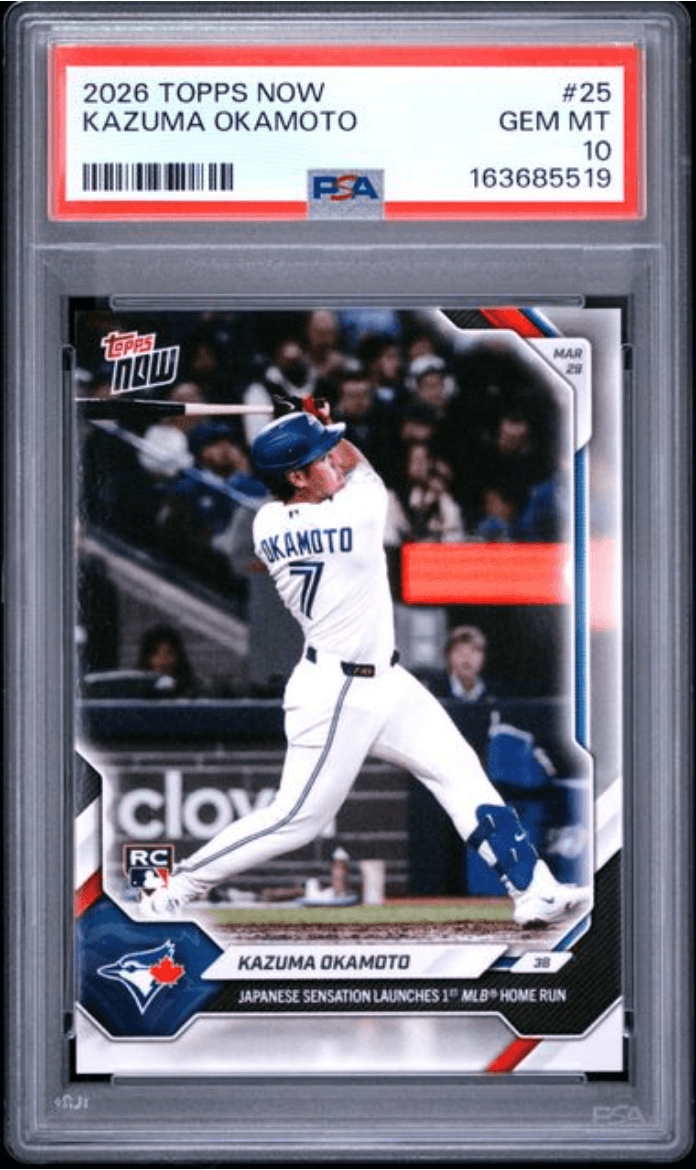 Graded 2026 Topps Now Kazuma Okamoto #25 Rookie RC Baseball Card PSA 10 Gem Mint