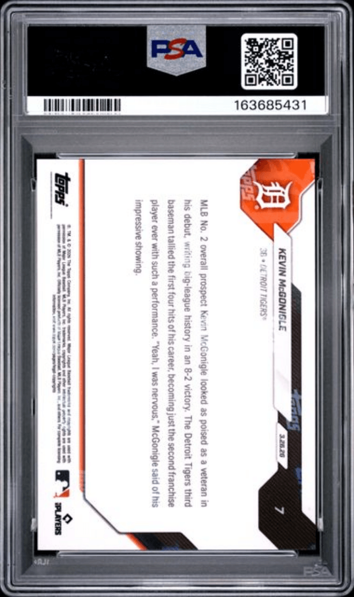 Graded 2026 Topps Now Kevin McGonigle #7 Rookie RC Baseball Card PSA 10 Gem Mint