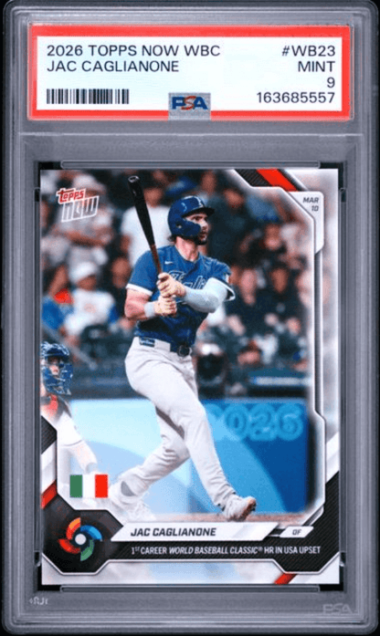 Graded 2026 Topps Now WBC Jac Caglianone #WB23 Rookie RC Baseball Card PSA 9 Mint
