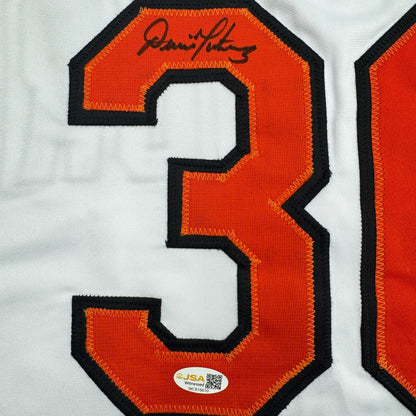 Autographed/Signed Dennis Martinez Baltimore White Baseball Jersey JSA COA