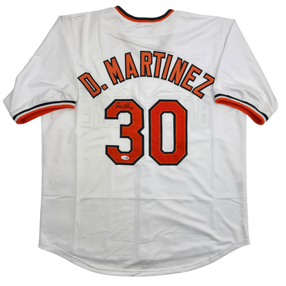 Autographed/Signed Dennis Martinez Baltimore White Baseball Jersey JSA COA