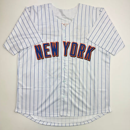 Autographed/Signed Carlos Beltran New York Pinstripe Baseball Jersey Beckett BAS COA