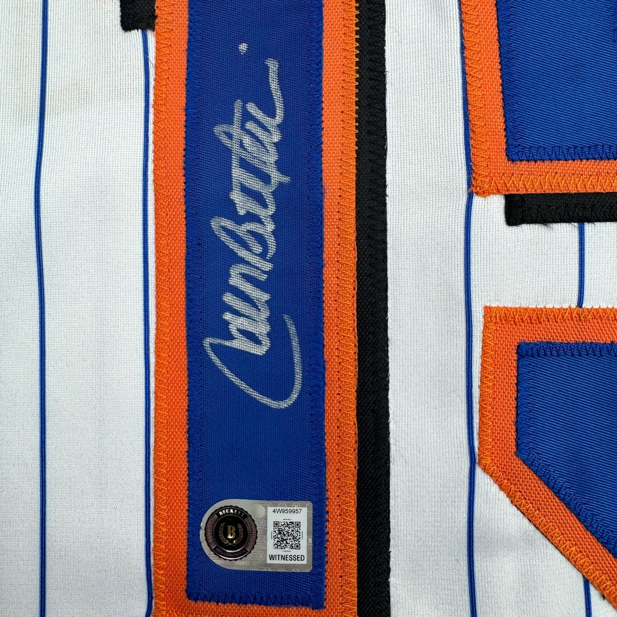 Autographed/Signed Carlos Beltran New York Pinstripe Baseball Jersey Beckett BAS COA