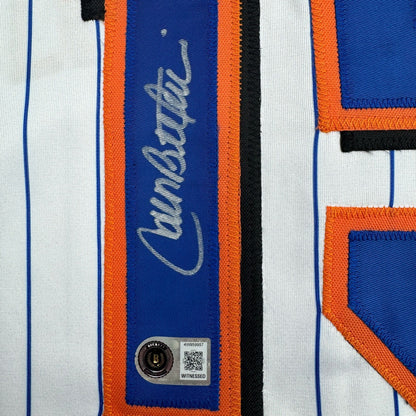 Autographed/Signed Carlos Beltran New York Pinstripe Baseball Jersey Beckett BAS COA