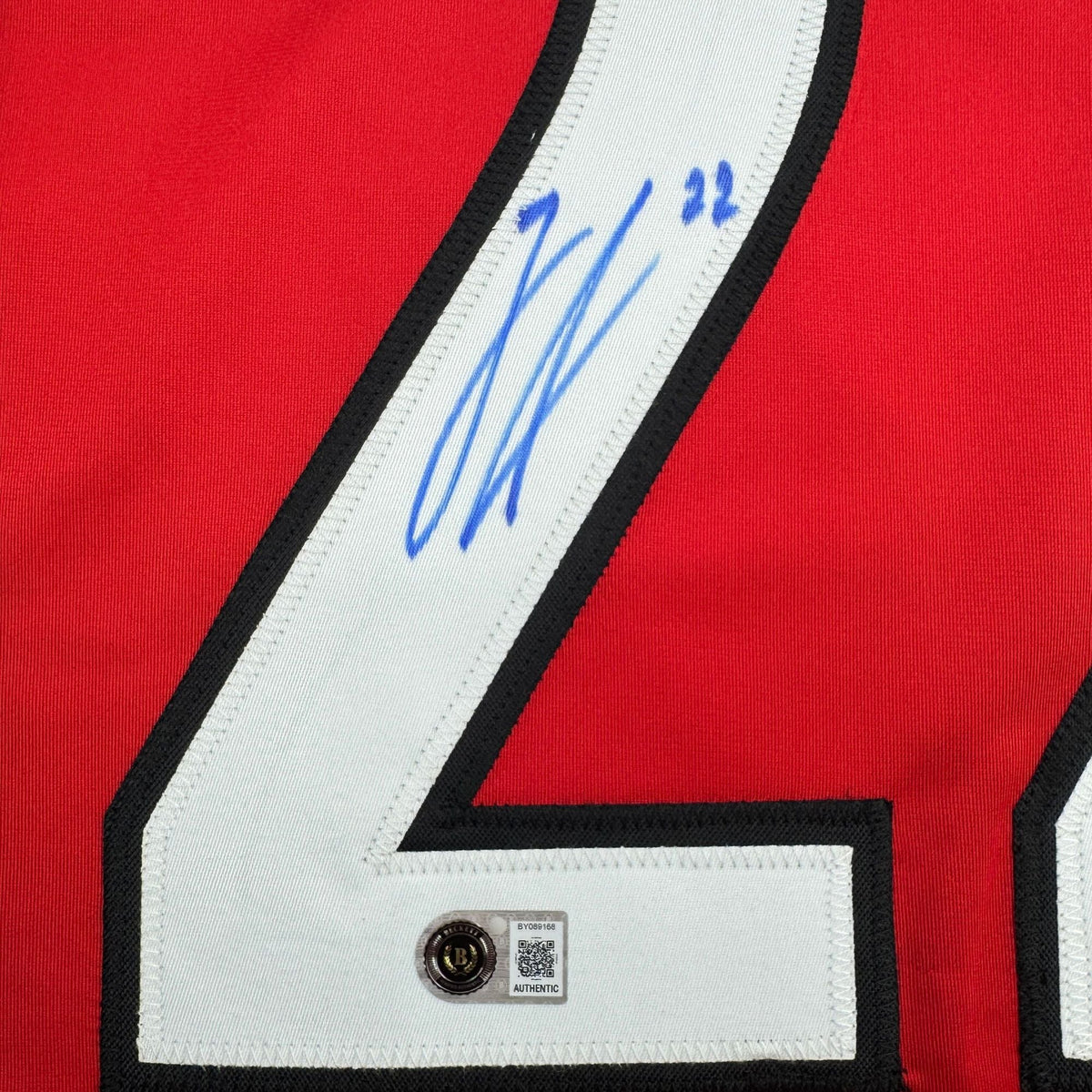 Autographed/Signed Logan Stankoven Carolina Red Hockey Jersey Beckett BAS COA