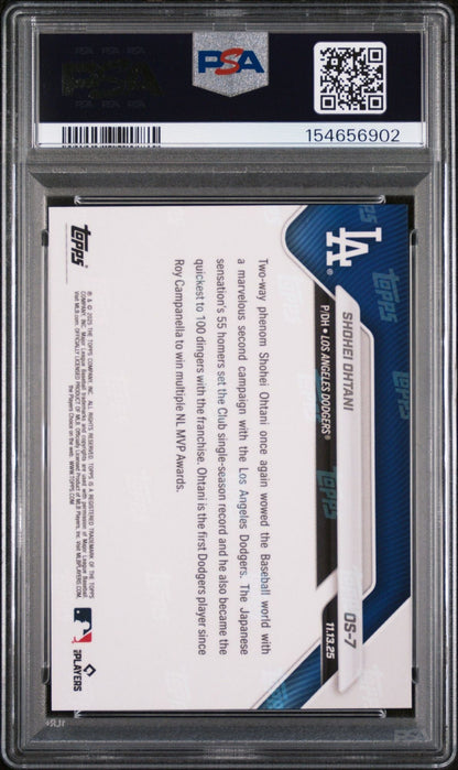 Graded 2025 Topps Now Shohei Ohtani #OS-7 Offseason NL MVP Baseball Card PSA 10 Gem Mint