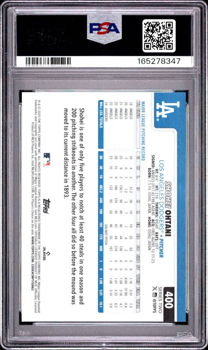 Graded 2025 Topps Series Two Shohei Ohtani #400 Baseball Card PSA 10 Gem Mint