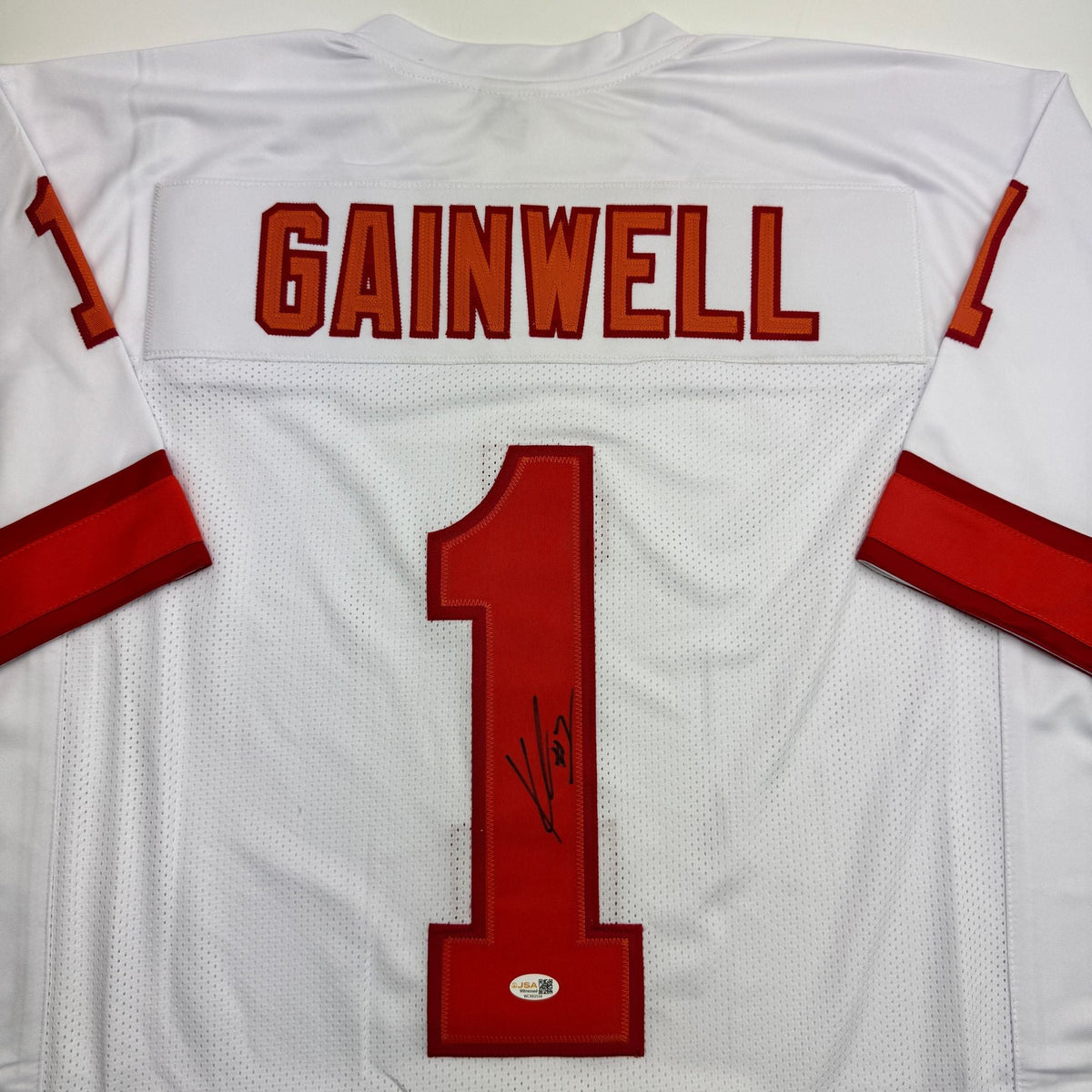 Autographed/Signed Kenneth Gainwell Tampa Bay White Throwback Football Jersey JSA COA