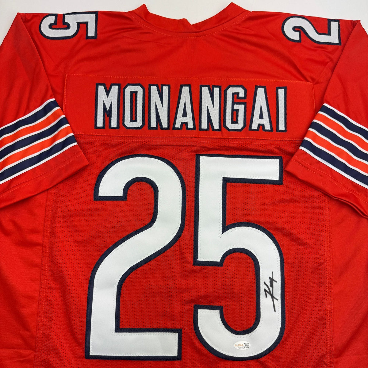 Autographed/Signed Kyle Monangai Chicago Orange Football Jersey JSA COA
