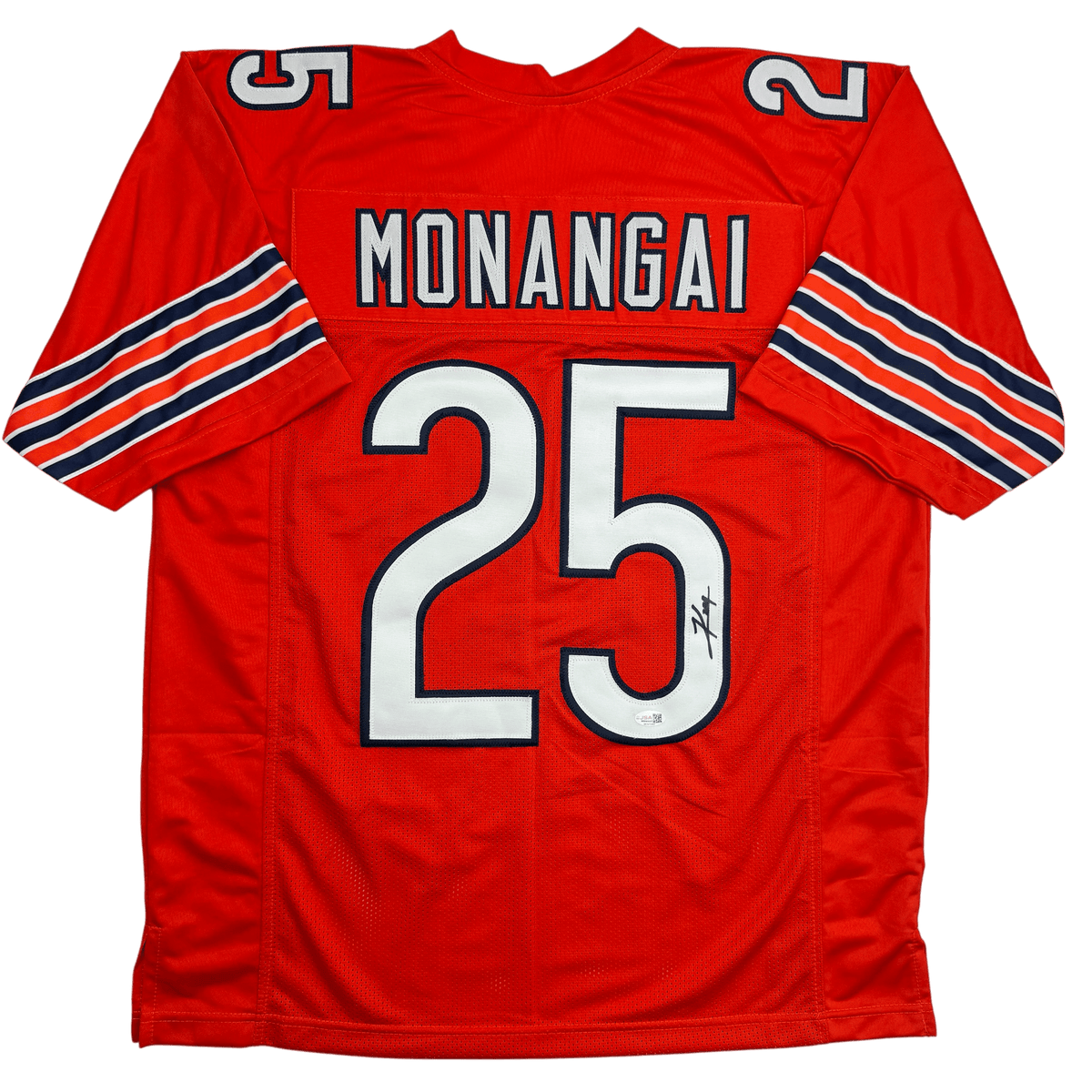 Autographed/Signed Kyle Monangai Chicago Orange Football Jersey JSA COA