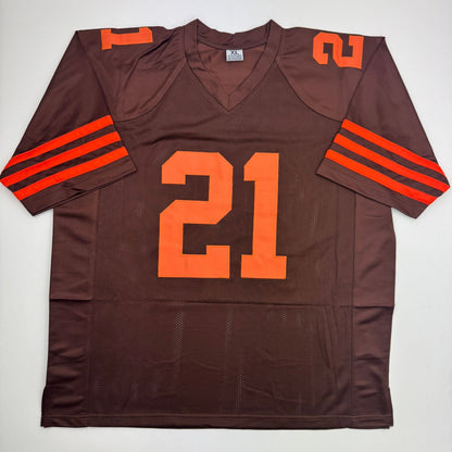 Autographed/Signed Denzel Ward Cleveland Color Rush Football Jersey Beckett BAS COA