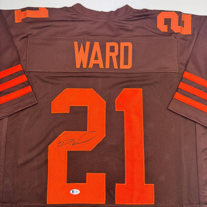 Autographed/Signed Denzel Ward Cleveland Color Rush Football Jersey Beckett BAS COA