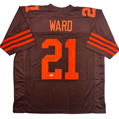 Autographed/Signed Denzel Ward Cleveland Color Rush Football Jersey Beckett BAS COA