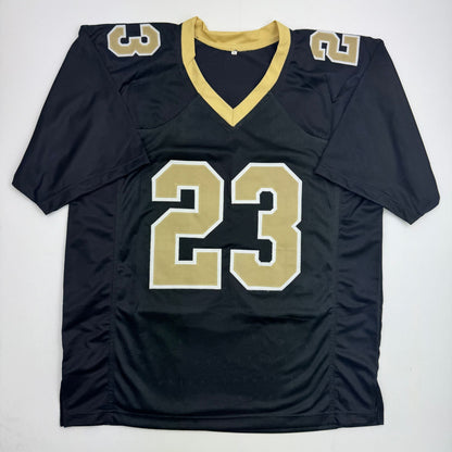 Autographed/Signed Marshon Lattimore New Orleans Black Football Jersey Beckett BAS COA
