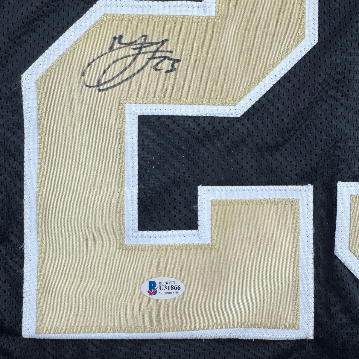 Autographed/Signed Marshon Lattimore New Orleans Black Football Jersey Beckett BAS COA