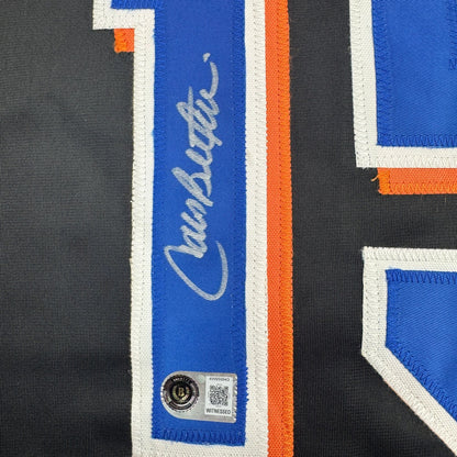 Autographed/Signed Carlos Beltran New York Black Baseball Jersey Beckett BAS COA