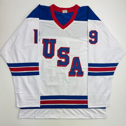 Autographed/Signed Matthew Tkachuk USA United States 2026 Olympics Gold Medal White Hockey Jersey JSA COA