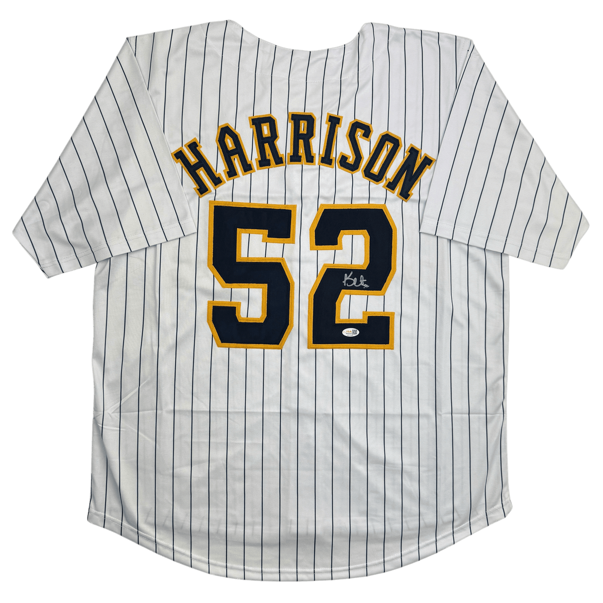 Autographed/Signed Kyle Harrison Milwaukee Pinstripe Baseball Jersey JSA COA