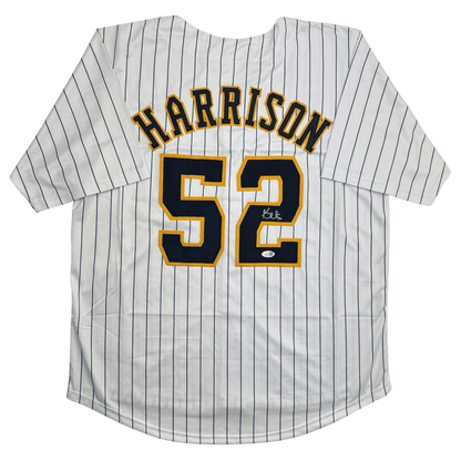 Autographed/Signed Kyle Harrison Milwaukee Pinstripe Baseball Jersey JSA COA