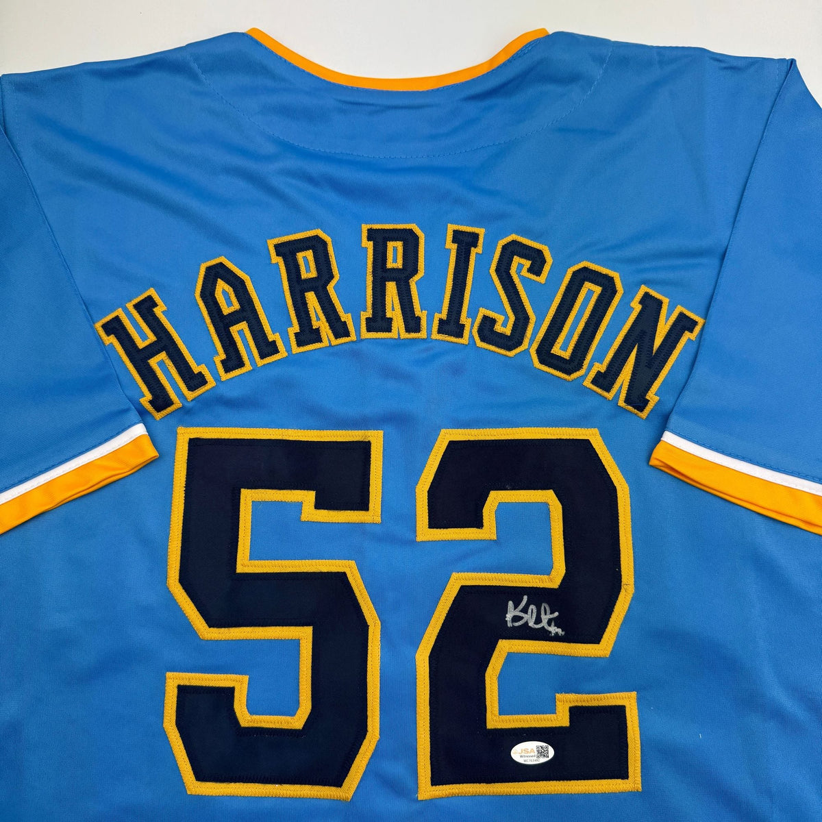 Autographed/Signed Kyle Harrison Milwaukee Light Blue Baseball Jersey JSA COA