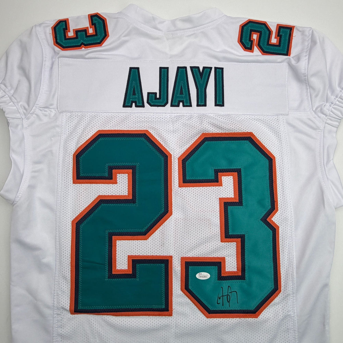 Autographed/Signed Jay Ajayi Miami White Football Jersey JSA COA