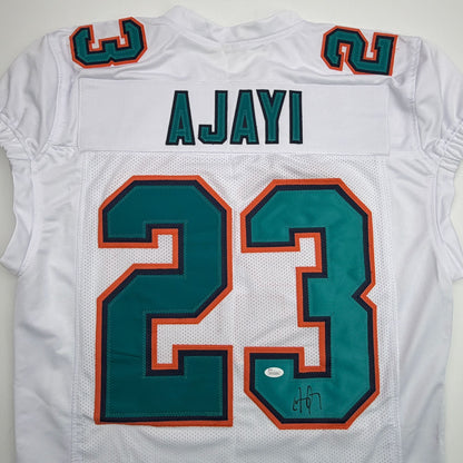 Autographed/Signed Jay Ajayi Miami White Football Jersey JSA COA