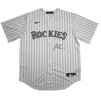Autographed/Signed Charlie Condon Colorado Rockies Pinstripe Authentic Baseball Jersey Fanatics & MLB COA