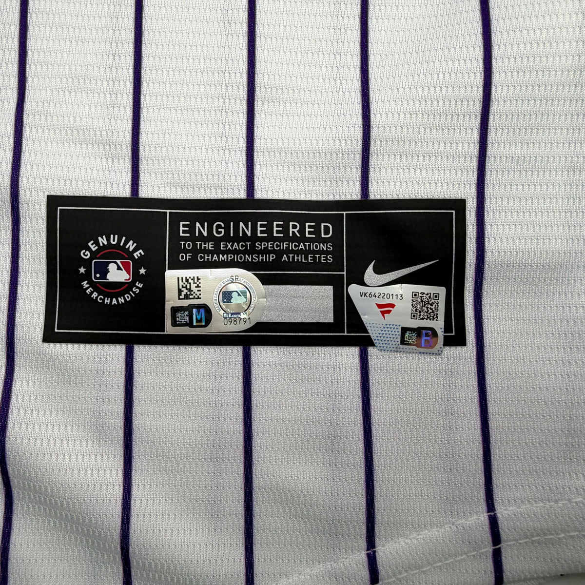 Autographed/Signed Charlie Condon Colorado Rockies Pinstripe Authentic Baseball Jersey Fanatics & MLB COA