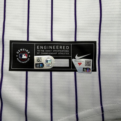 Autographed/Signed Charlie Condon Colorado Rockies Pinstripe Authentic Baseball Jersey Fanatics & MLB COA