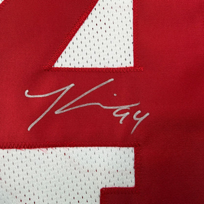 Autographed/Signed Mathias Kiwanuka New York White Football Jersey Beckett BAS COA