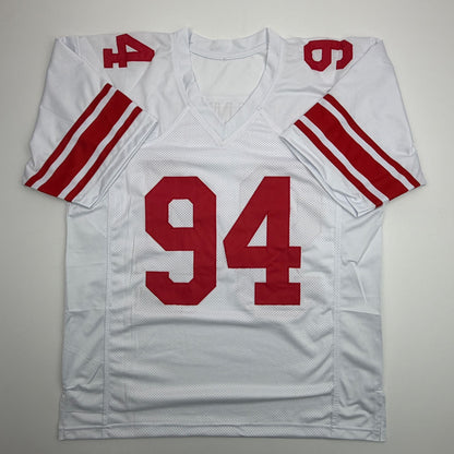 Autographed/Signed Mathias Kiwanuka New York White Football Jersey Beckett BAS COA