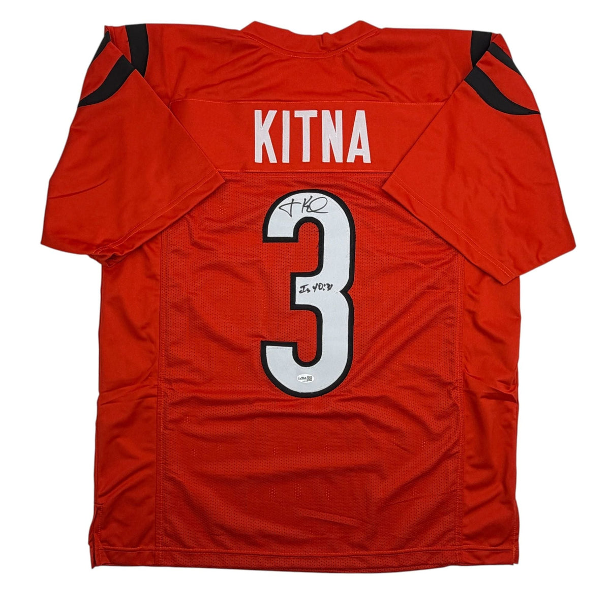 Autographed/Signed Jon Kitna Cincinnati Orange Football Jersey JSA COA