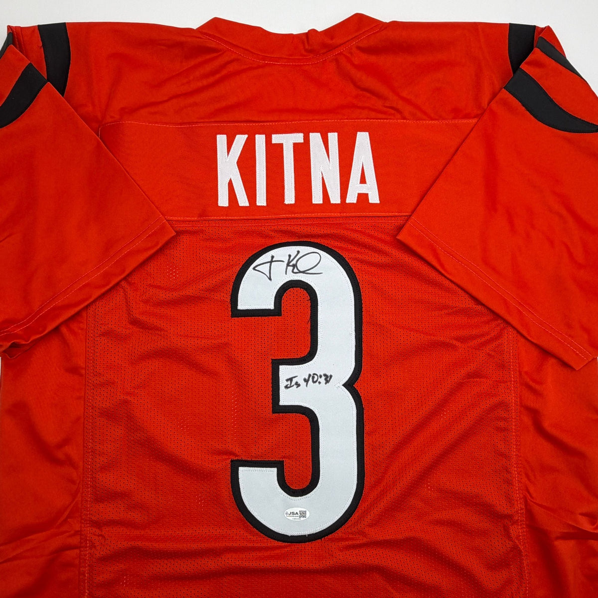 Autographed/Signed Jon Kitna Cincinnati Orange Football Jersey JSA COA