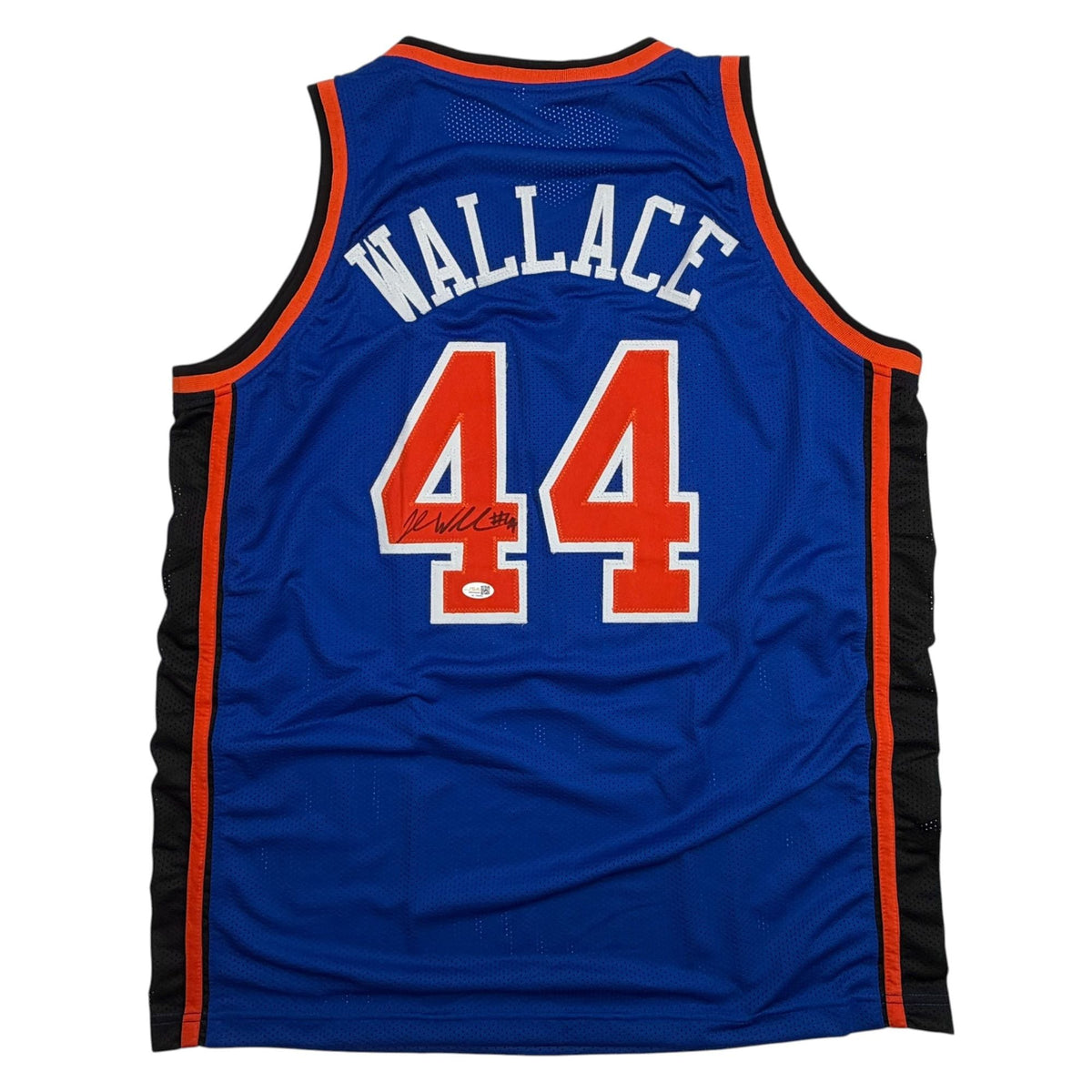 Autographed/Signed John Wallace New York Blue Basketball Jersey JSA COA
