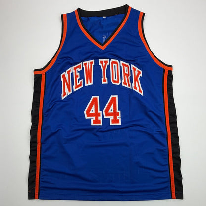Autographed/Signed John Wallace New York Blue Basketball Jersey JSA COA