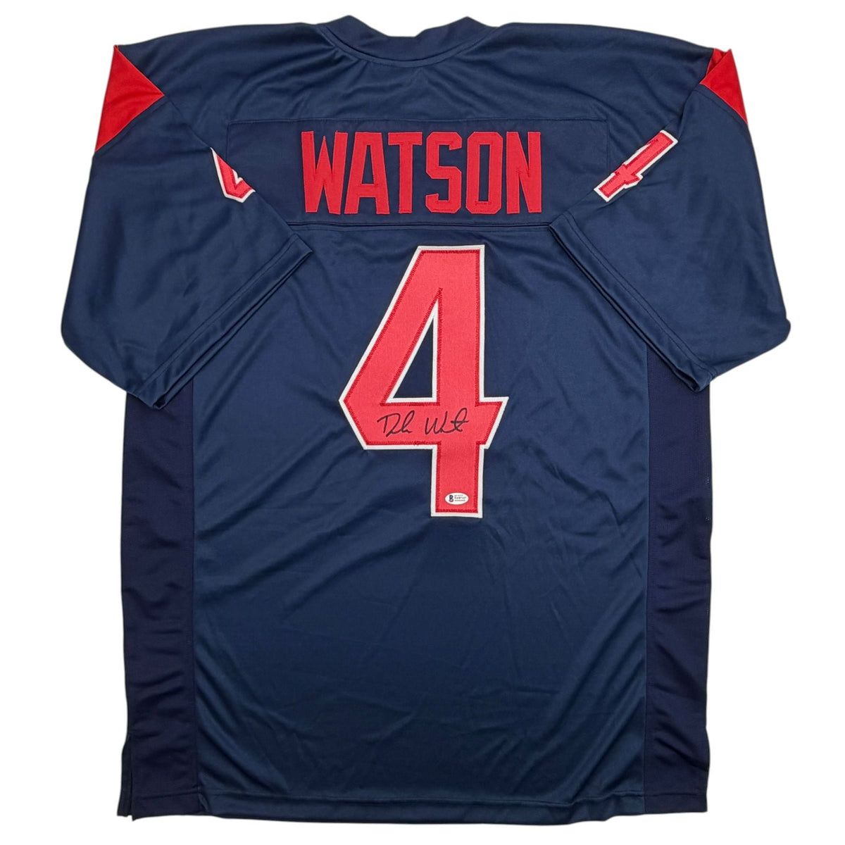 Autographed/Signed Deshaun Watson Houston Blue Color Rush Football Jersey Beckett BAS COA