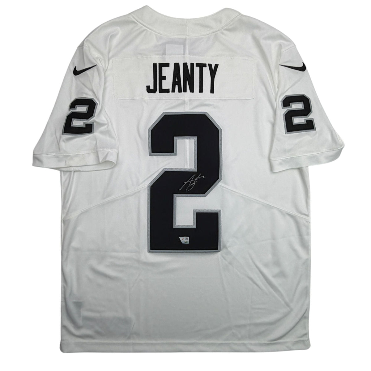 Autographed/Signed Ashton Jeanty Oakland Las Vegas White Authentic Football Jersey Fanatics COA