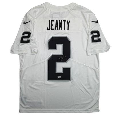 Autographed/Signed Ashton Jeanty Oakland Las Vegas White Authentic Football Jersey Fanatics COA
