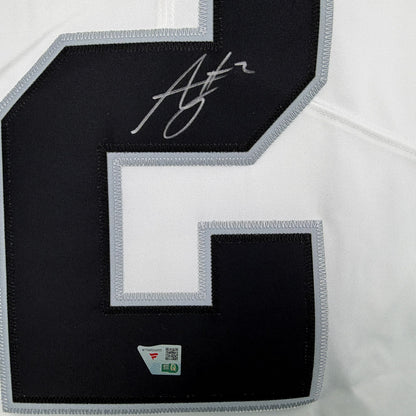 Autographed/Signed Ashton Jeanty Oakland Las Vegas White Authentic Football Jersey Fanatics COA