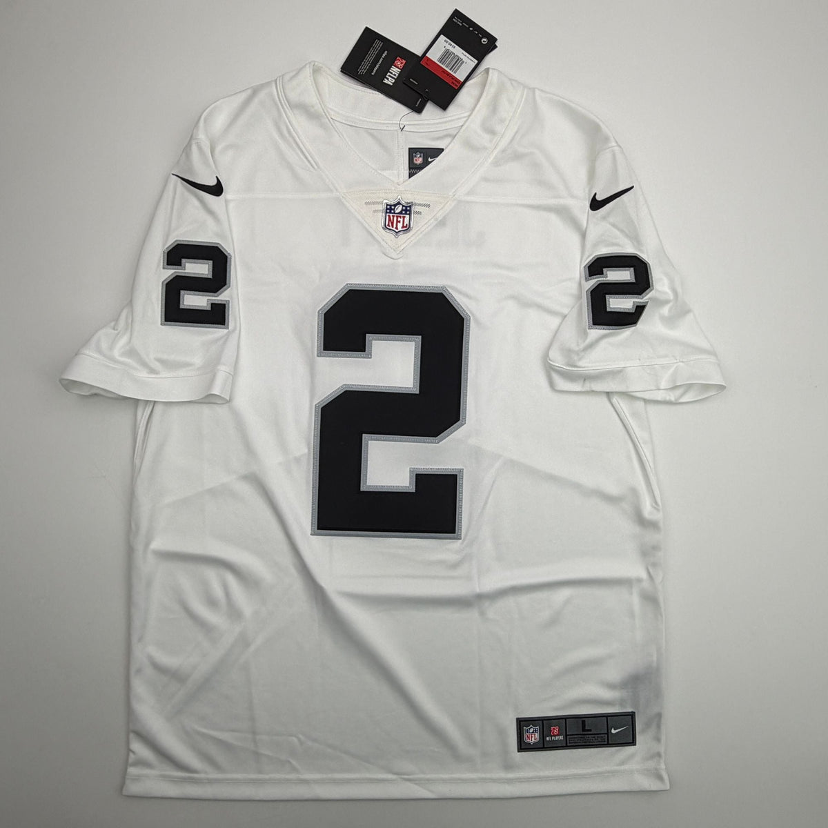 Autographed/Signed Ashton Jeanty Oakland Las Vegas White Authentic Football Jersey Fanatics COA