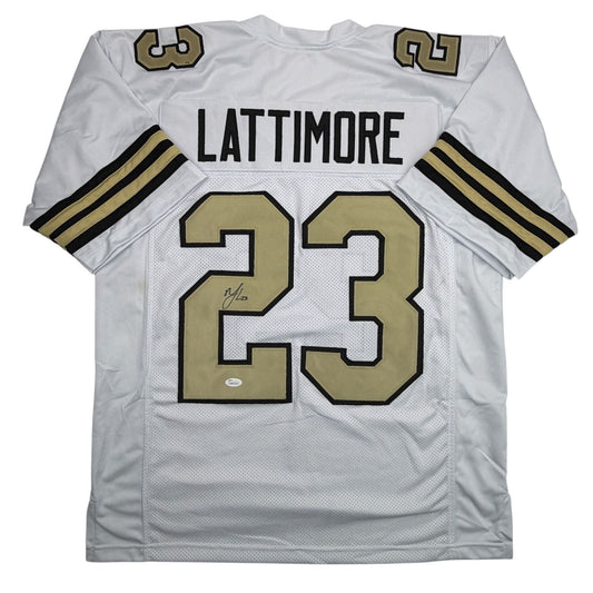 Autographed/Signed Marshon Lattimore New Orleans Color Rush Football Jersey JSA COA
