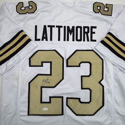 Autographed/Signed Marshon Lattimore New Orleans Color Rush Football Jersey JSA COA