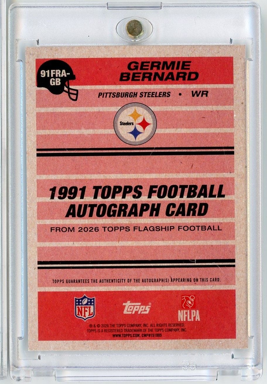 2026 Topps Germie Bernard #91FRA-GB 1991 Topps Football Autograph Card Rookie RC Football Card