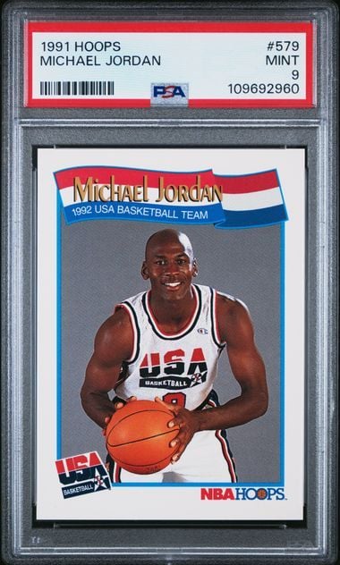 Graded 1991 Hoops Michael Jordan #579 USA Dream Team Basketball Card PSA 9 Mint