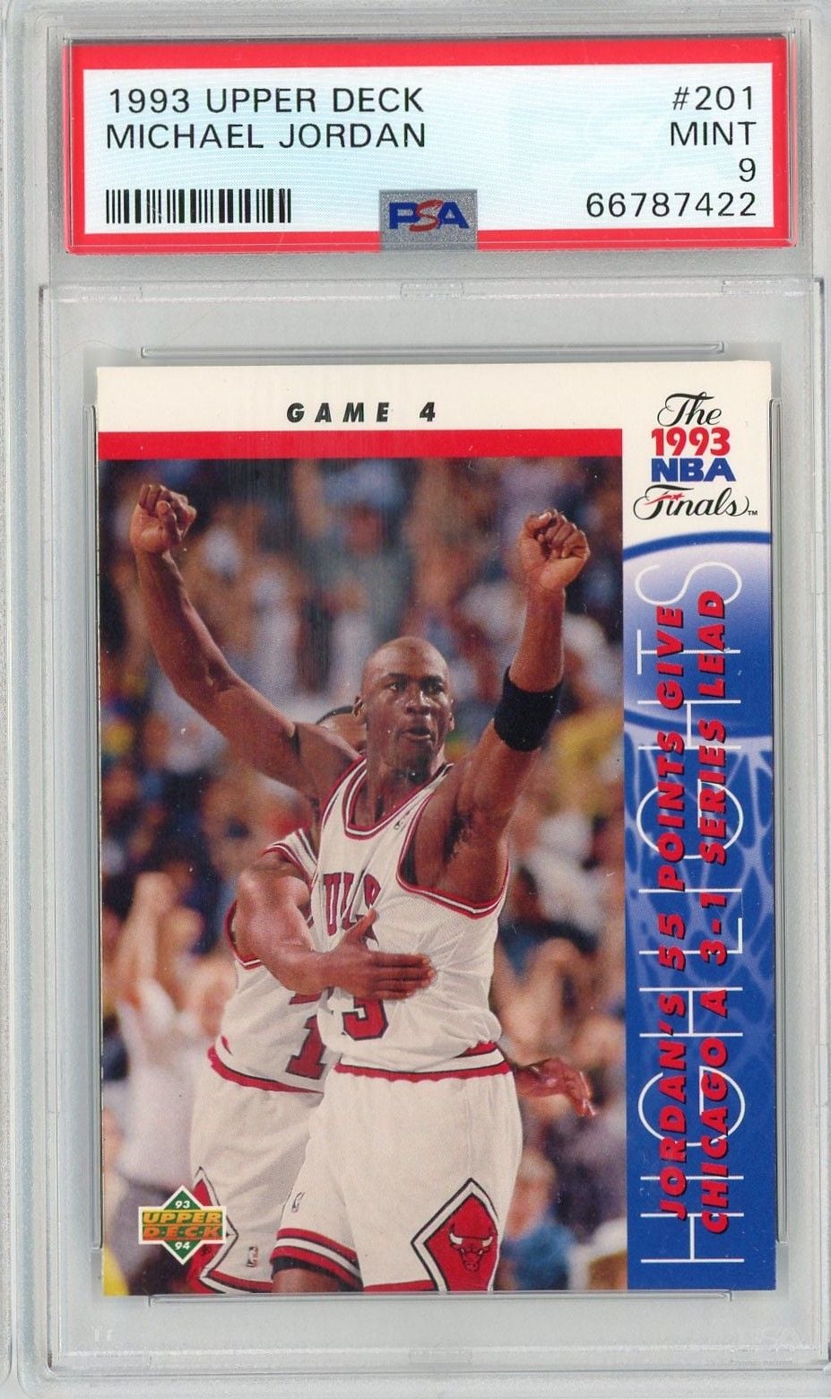 Graded 1993 Upper Deck Michael Jordan #201 NBA Finals Basketball Card PSA 9 Mint