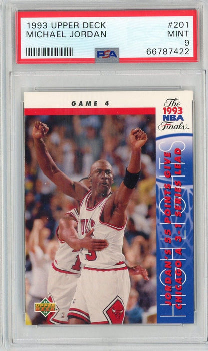 Graded 1993 Upper Deck Michael Jordan #201 NBA Finals Basketball Card PSA 9 Mint
