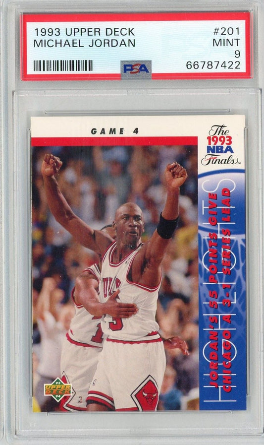 Graded 1993 Upper Deck Michael Jordan #201 NBA Finals Basketball Card PSA 9 Mint