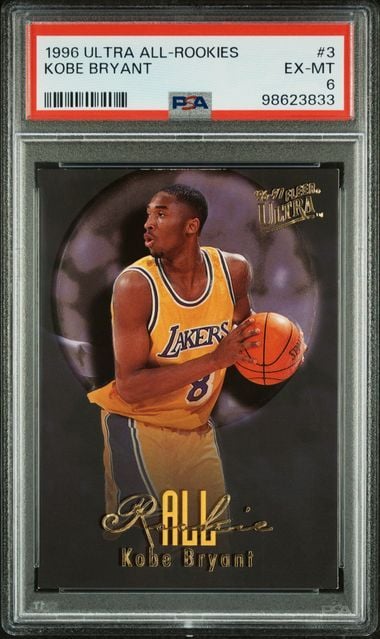 Graded 1996 Ultra All Rookies Kobe Bryant #3 Rookie RC Basketball Card PSA 6 EX-MT
