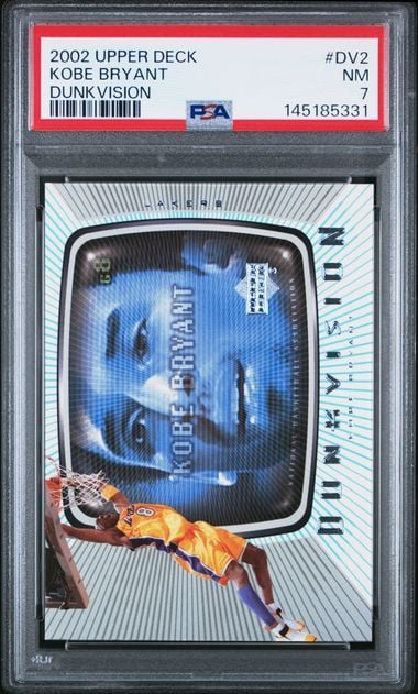 Graded 2002 Upper Deck Kobe Bryant #DV2 Dunkvision Basketball Card PSA 7 NM