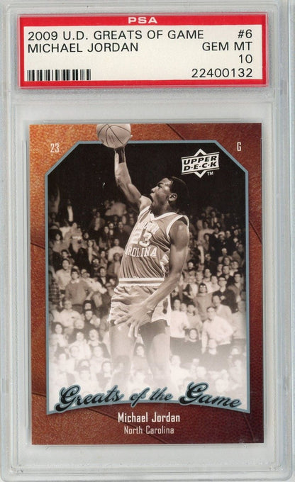 Graded 2009 UD Greats of Game Michael Jordan #6 Basketball Card PSA 10 Gem Mint